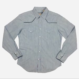 Guess Fitted Embroidered Snap Button Down Shirt